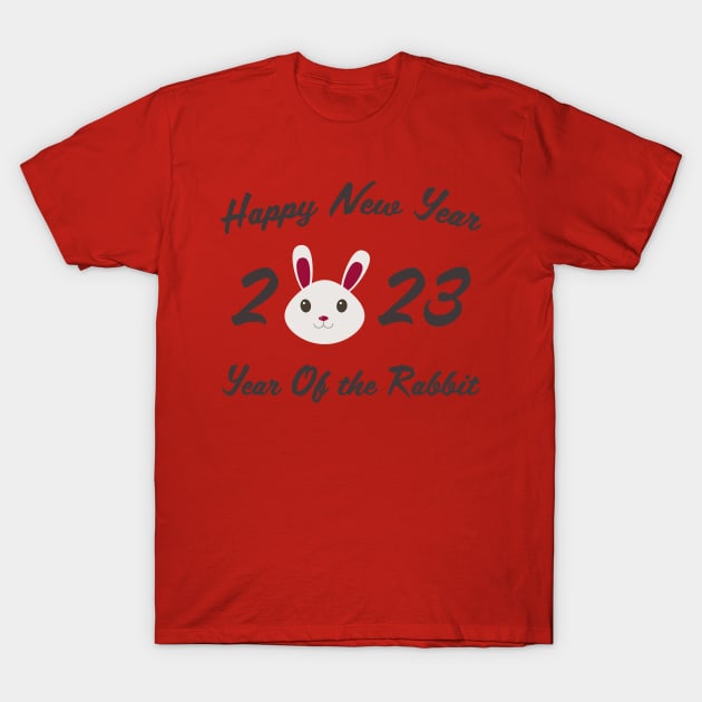 Happy New Year 2023 Year of the Rabbit T-Shirt by Hedgie Designs